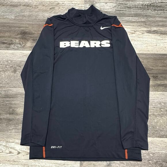 Nike NFL Chicago Bears Blue Mens L Dri Fit Football Training Compression Shirt - Picture 1 of 10